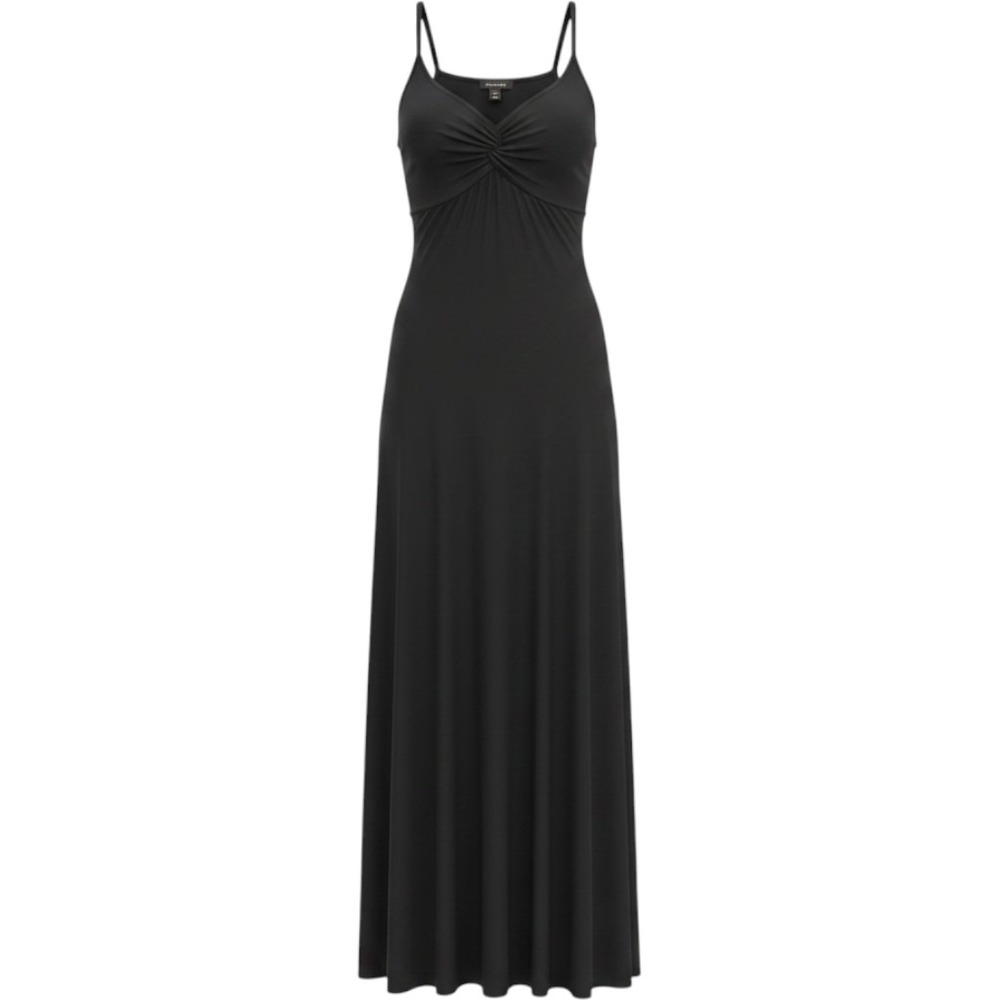 Y2K Whimsigoth Minimalist Twist Knot Maxi Dress LG Empire Waist Sleeveless Rayon